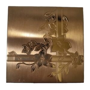 Vintage Zell Fifth Avenue Gold Tone Mirror Powder Compact Makeup Floral